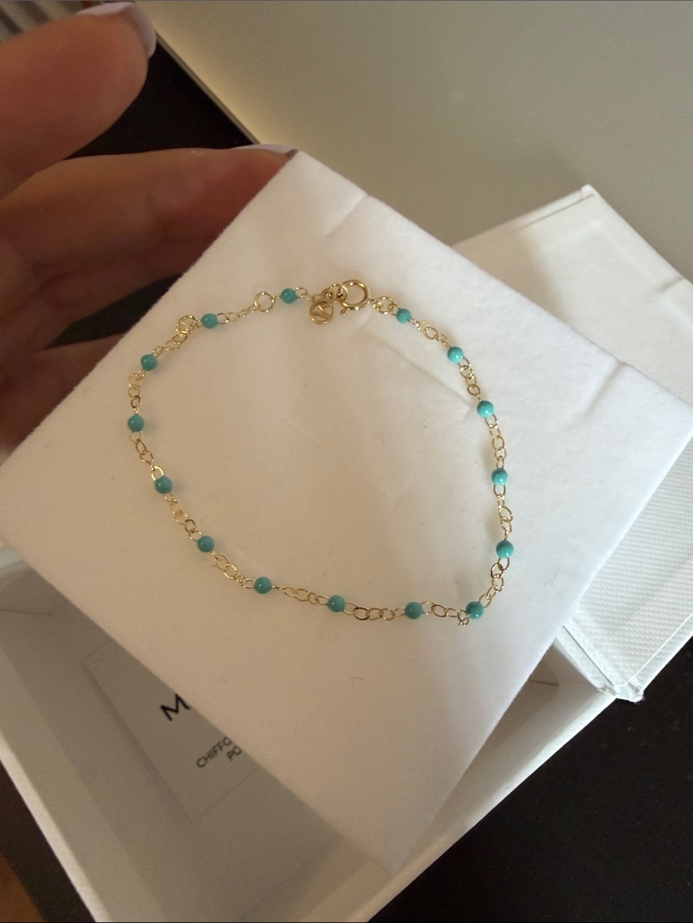 Mejuri Gold Bracelet with Turquoise beads